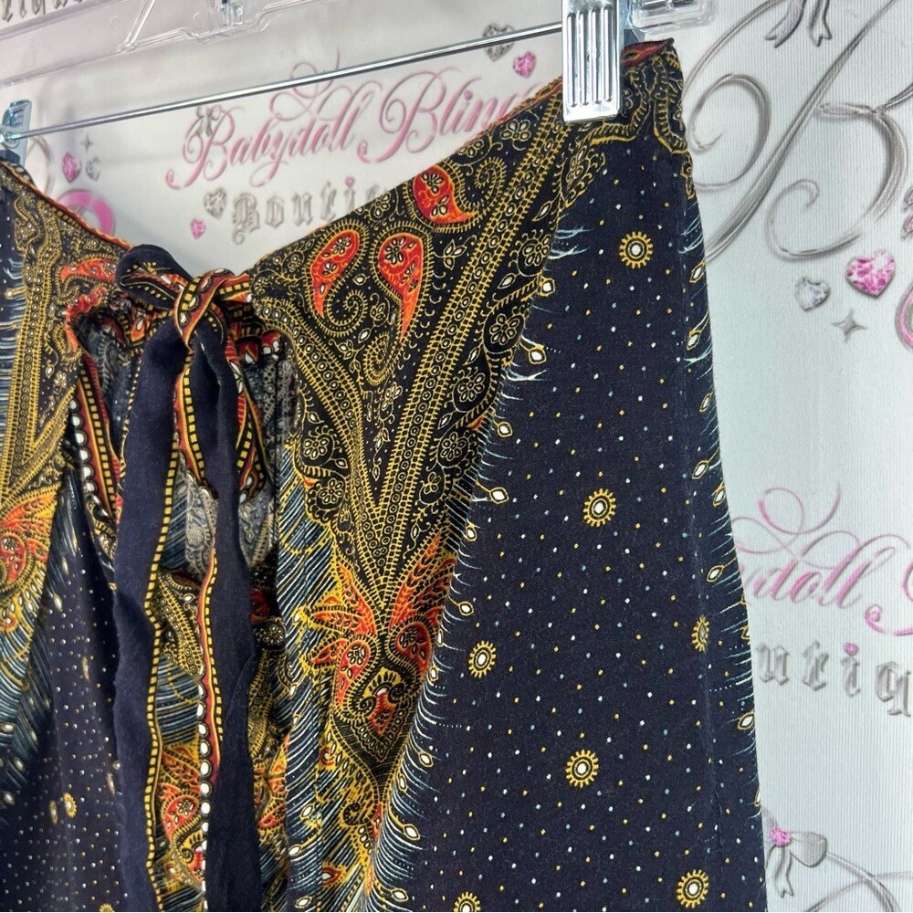 Pants wide leg flowy flare Thailand Bohemian Wide-Leg Pants with Paisley Print - Picture 9 of 14